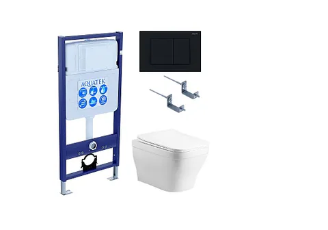 Комплект инсталляция + унитаз + кнопка + крепеж –Set AQUATEK АМАДЕО cm (рама AQUATEK Standard INS-0000012 с звукоиз.прокладкой+крепеж KKI-0000002+кнопкаKDI-0000012+унитаз АМАДЕО AQ1180-00 с крышкой-сиденьем soft-close)