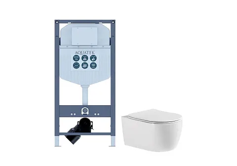 SET AQUATEK ЕВРОПА INS-23 (рама AQUATEK INS-0000023 + унитаз ЕВРОПА AQ1106-00 с тонким сиденьем с механизмом плавного закрывания)