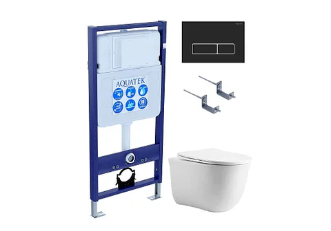 Set AQUATEK КЛАССИК cm (рама AQUATEK Standard INS-0000012 с звукоиз.прокладкой + крепеж KKI-0000002 + кнопка KDI-0000064 + унитаз КЛАССИК AQ1112-00 с крышкой)