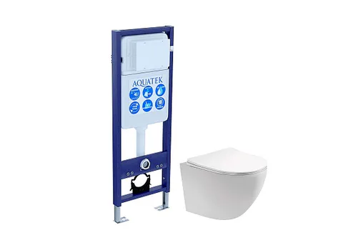 SET AQUATEK ЕВРОПА INS-017 (рама AQUATEK INS-0000017 (без клавиши и крепежа) + унитаз ЕВРОПА AQ1901-00 с тонким сиденьем с механизмом плавного закрывания)