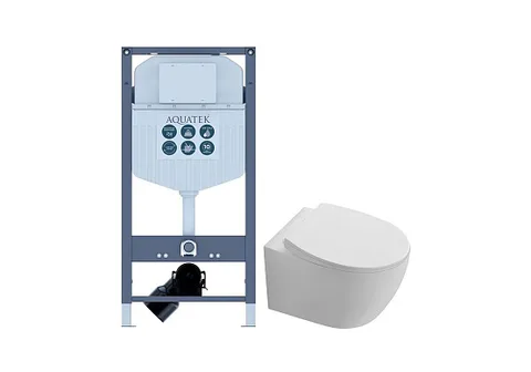 SET AQUATEK СИРИУС-INS23 (рама AQUATEK Standard INS-0000023 (без клавиши и крепежа) + унитаз AQ1582T-00 СИРИУС TORNADO с тонким сиденьем с механизмом плавного закрывания)
