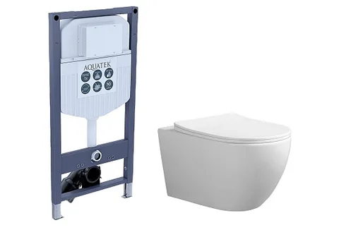 SET AQUATEK СОФИЯ/INS-23 (рама AQUATEK INS-0000023 +унитаз СОФИЯ AQ1801T-00 с тонким сиденьем с механизмом плавного закрывания)
