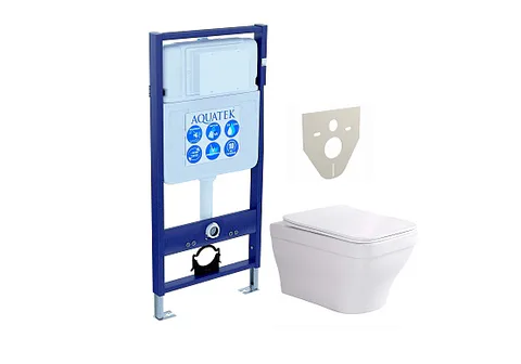 SET AQUATEK АМАДЕО (рама AQUATEK Standard INS-0000012 (без клавиши и крепежа) + унитаз АМАДЕО AQ1163-00 с тонким сиденьем c механизмом плавного закрывания)