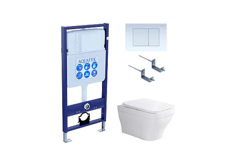 Set AQUATEK АМАДЕО cm (рама AQUATEK Standard INS-0000012 с звукоиз.прокладкой + крепеж KKI-0000002 + кнопка KDI-0000009 + унитаз АМАДЕО AQ1180-00 с крышкой-сиденьем c механизмом плавного закрывания)
