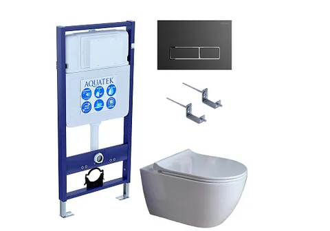 SET AQUATEK ПОЛАРИС (рама AQUATEK Standard INS-0000012+унитаз ПОЛАРИС AQ0700-01 с тонким сиденьем c механизмом плавного закрывания+ крепеж KKI-0000002 +панель KDI-0000065)