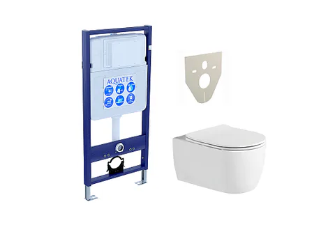 Комплект Set Aquatek Европа Н унитаз Aquatek Европа AQ1106L-00 + инсталляция Aquatek INS-0000012 + звукоизоляционная прокладка + сиденье c механизмом плавного закрывания)