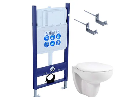 SET AQUATEK КАИР KKI/14 (рама AQUATEK Standard INS-0000014 и крепеж KKI-0000002 + унитаз AQ1170-00 КАИР с тонким сиденьем soft-close)