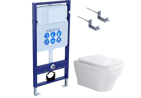 SET AQUATEK АМАДЕО KKI2 (рама AQUATEK Standard INS-0000012 + крепеж KKI-0000002 + унитаз АМАДЕО AQ1163-00 с тонким сиденьем c механизмом плавного закрывания)