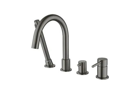Смеситель на борт ванны на 4 отв. AQUATEK, оружейная сталь AQ1348BGM Европа