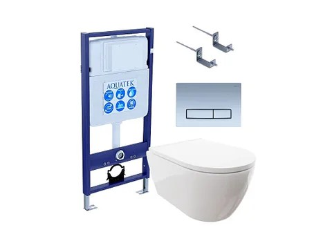 SET AQUATEK ПОЛАРИС (рама AQUATEK Standard INS-0000012 + унитаз ПОЛАРИС AQ0700-00 с тонким сиденьем c механизмом плавного закрывания + крепеж KKI-0000002 + панель KDI-0000024)