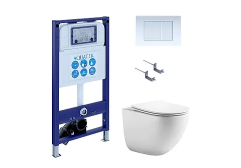 SET AQUATEK ГЕЛИОС-009 INS25 (рама AQUATEK INS-0000025 + крепление KKI-0000002 + панель KDI-0000009 + унитаз AQ1993T-00 ГЕЛИОС с тонким сиденьем c механизмом плавного закрывания)