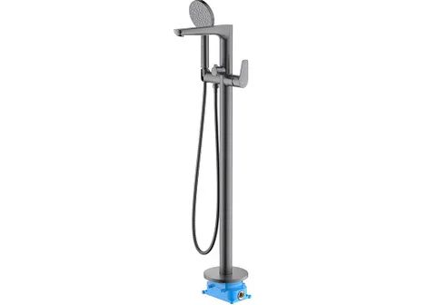 Смеситель для ванны напольный (внешняя и скрытая часть) AQUATEK, оружейная сталь AQ1145BGM Бетта