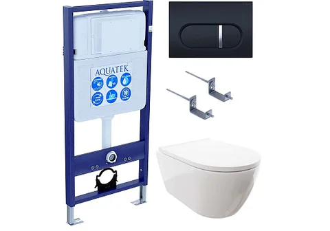 SET AQUATEK ПОЛАРИС (рама AQUATEK Standard INS-0000012 + унитаз ПОЛАРИС AQ0700-00 с тонким сиденьем c механизмом плавного закрывания + крепеж KKI-0000002 + панель KDI-0000045)