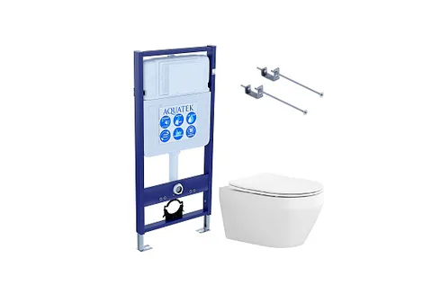 SET AQUATEK ЛЕЯ Т (рама AQUATEK Standard INS-0000012 + крепёж KKI-0000001 + унитаз ЛЕЯ AQ1199T-00 с тонким сиденьем soft-close