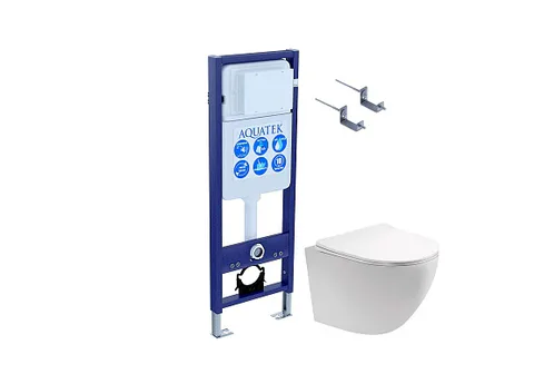 SET AQUATEK ЕВРОПА T-17-KKI2 (рама AQUATEK Standard INS-0000017 + крепеж KKI-0000002 + унитаз ЕВРОПА AQ1900T-00 с тонким сиденьем c механизмом плавного закрывания)