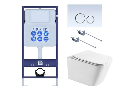 SET AQUATEK ЛИБРА T-015/KKI01 (рама AQUATEK Standard INS-0000012 + крепеж KKI-0000001 + KDI-0000015 + унитаз ЛИБРА AQ1505T-00 с тонким сиденьем с механизмом плавного закрывания)