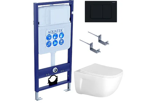 SET AQUATEK ДИВА-012 4в1 (рама AQUATEK Standard INS-0000012 + крепеж KKI-0000002 + клавиша KDI-0000012 + унитаз ДИВА AQ2012-00 с тонким сиденьем c механизмом плавного закрывания)