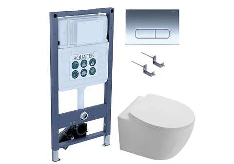 SET AQUATEK СИРИУС PNS-07 (рама INSP-0000001 + крепёж KKI-0000002 + клавиша PNS-0000007 + унитаз AQ1582T-00 СИРИУС TORNADO с тонким сиденьем c механизмом плавного закрывания)