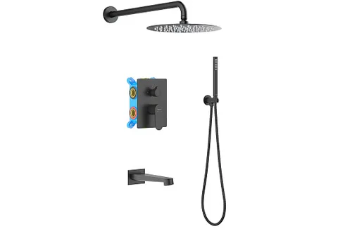 Set 4 в 1 душевой комплект AQUATEK, матовый черный AQ1273MB Оберон