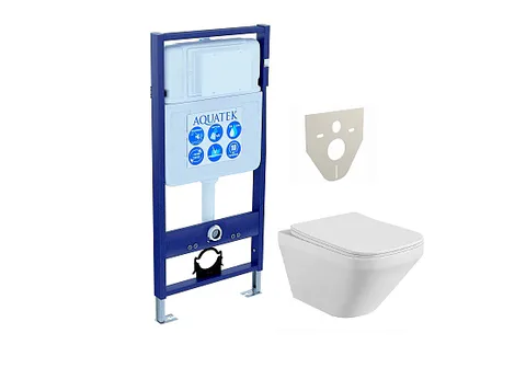SET AQUATEK ЛИРА (рама AQUATEK Standard INS-0000012 (без клавиши и крепежа) + унитаз ЛИРА AQ1155-00 с тонким сиденьем c механизмом плавного закрывания)