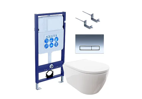 SET AQUATEK ПОЛАРИС (рама AQUATEK Standard INS-0000012 + унитаз ПОЛАРИС AQ0700-00 с тонким сиденьем c механизмом плавного закрывания + крепеж KKI-0000002 + панель KDI-0000023)
