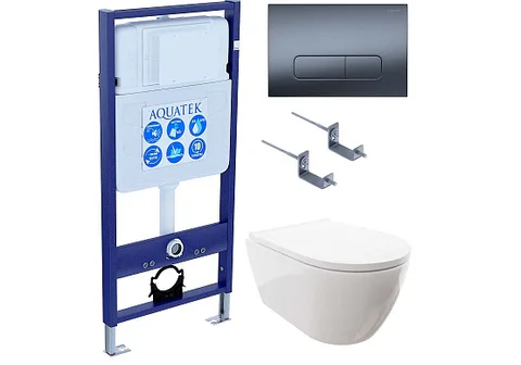 SET AQUATEK ПОЛАРИС (рама AQUATEK Standard INS-0000012 + унитаз ПОЛАРИС AQ0700-00 с тонким сиденьем soft-close + крепеж KKI-0000002 + панель KDI-0000034)