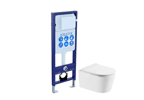 SET AQUATEK ОБЕРОН T INS-017 (рама AQUATEK Standard INS-0000017(без клавиши и крепежа) + унитаз ОБЕРОН AQ1365T-00 с тонким сиденьем c механизмом плавного закрывания)