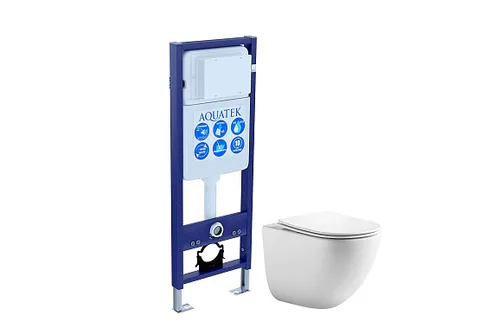 SET AQUATEK ГЕЛИОС INS17 (рама AQUATEK Standard INS-0000017 (без клавиши) + унитаз AQ1993T-00 ГЕЛИОС + с тонким сиденьем c механизмом плавного закрывания)
