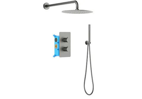 Смеситель с душем термостат AQUATEK AQ1376BGM ЕВРОПА 3 в 1, оружейная сталь