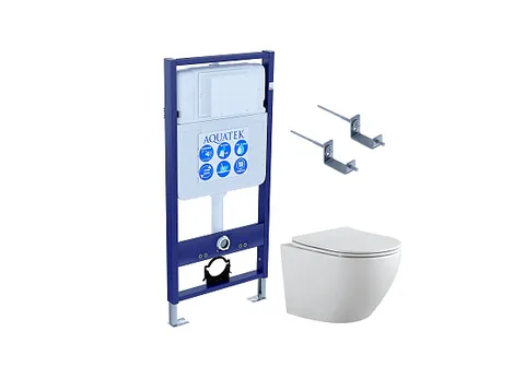 Комплект инсталляция Standart 50, подвесной унитаз ЕВРОПА AQ1901-00 Aquatek и крепление к стене