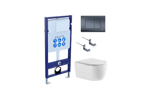 Set AQUATEK ЕВРОПА T-033 4в1 (рама INS-0000012 отдельностоящая + крепление KKI-0000002 + кнопка KDI-0000033 + унитаз ЕВРОПА AQ1106T-00 с крышкой)