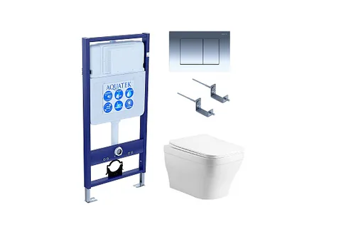 Комплект инсталляция + унитаз + кнопка + крепеж –Set AQUATEK АМАДЕО cm (рама AQUATEK Standard INS-0000012 с звукоиз.прокладкой+крепеж KKI-0000002+кнопкаKDI-0000010+унитаз АМАДЕО AQ1180-00 с крышкой-сиденьем soft-close)