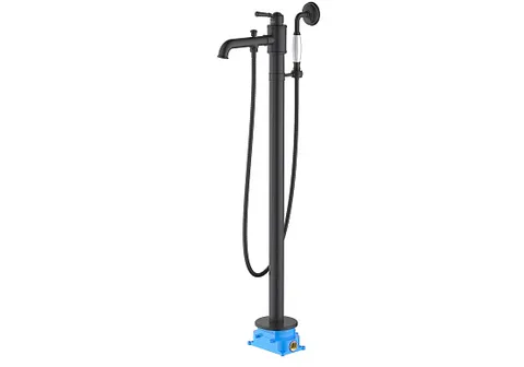 Смеситель для ванны напольный (внешняя и скрытая часть) AQUATEK, матовый черный AQ1545MB Классик