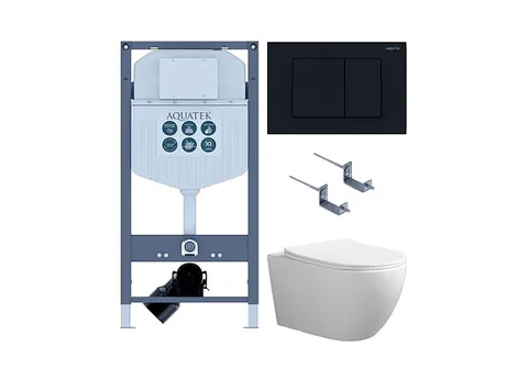 SET AQUATEK СОФИЯ-012/INS-23 (рама AQUATEK INS-0000023 + крепёж KKI-0000002 + клавиша KDI-0000012 + унитаз СОФИЯ AQ1801T-00 с тонким сиденьем с механизмом плавного закрывания)