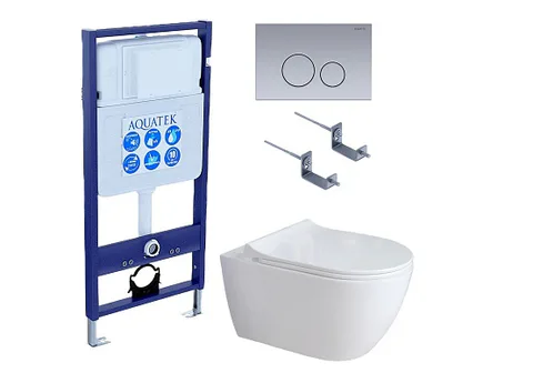 SET AQUATEK ПОЛАРИС (рама AQUATEK Standard INS-0000012+унитаз ПОЛАРИС AQ0700-01 с тонким сиденьем с механизмом плавного закрывания + крепеж KKI-0000002 + панель KDI-0000036)