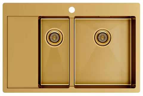 Paulmark KRONER 78/2SF, мойка, нержавеющая сталь, брашированное золото, правая