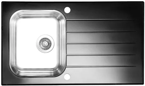 ALVEUS GLASSIX 10 RAL9005-90, мойка, нержавеющая сталь/стекло, черный (в компл.с сифон 1127251)