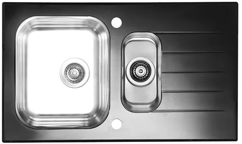 ALVEUS GLASSIX 20 RAL9005-90, мойка, нержавеющая сталь/стекло, черный (в компл.с сифон 1077134)