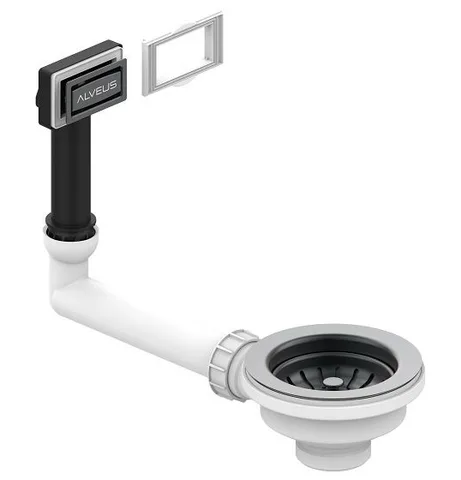 ALVEUS выпуск для мойки 114 ANTHRACITE new c рамкой и заглушкой (жесткий отвод)
