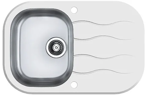 ALVEUS WAVE 20, мойка, нержавеющая сталь/стекло, белый (в компл.с сиф. 1127251)