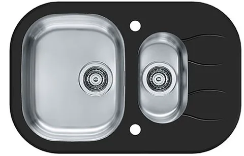ALVEUS WAVE 30, мойка, нержавеющая сталь/стекло, черный (компл.с сиф. 1077134)
