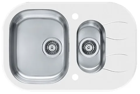 ALVEUS WAVE 30, мойка, нержавеющая сталь/стекло, белый (компл.с сиф. 1077134)