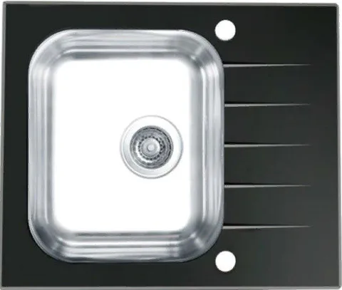 ALVEUS VITRO 10 RAL9005-90, мойка, нерж. сталь/стекло, черный (c сифоном клапан-автомат 1058656)