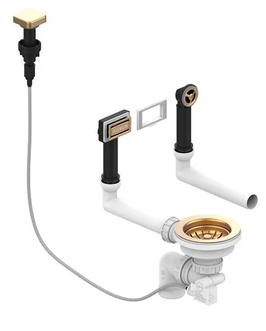 ALVEUS выпуск для мойки с вертикальным переливом POP UP BRONZE new с рамкой и заглушкой
