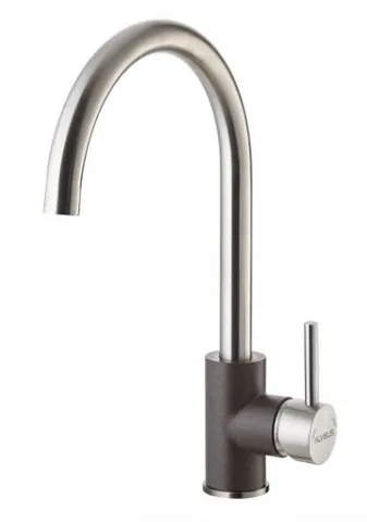 ALVEUS ELZA G02M PEBBLE, смеситель, хром/гранит, коричневый