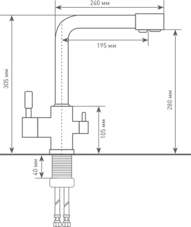 Ecoshtein ES 0400, смеситель, гранит, серый шелк