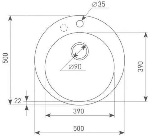 Ecoshtein KREIS 500, мойка, гранит, жасмин